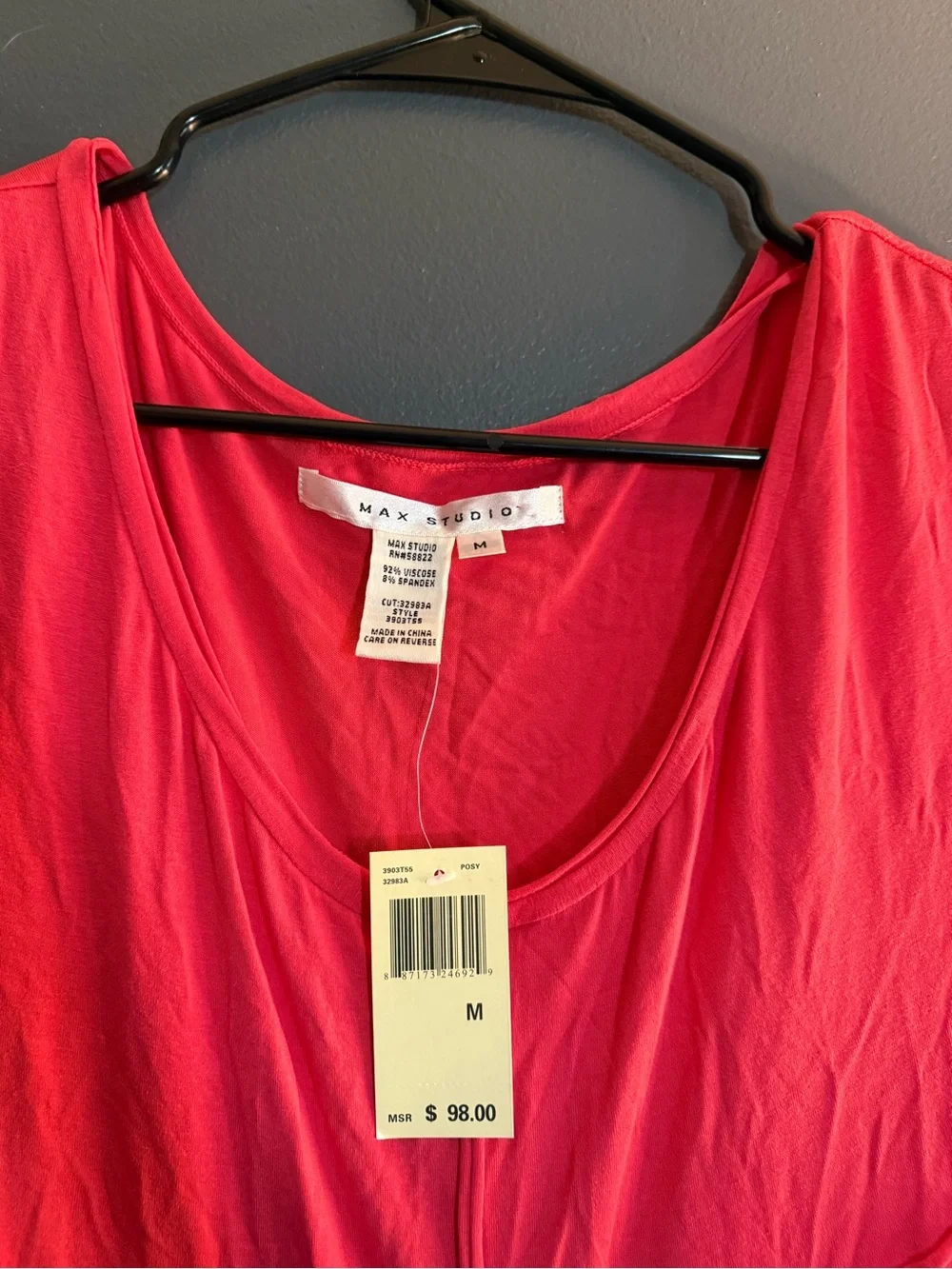 NWT, Bright Pink Twist-Front Cap Sleeve Dress - Picture 2 of 3